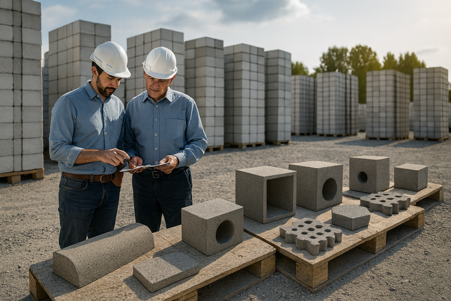 Linha de produção de artefatos de concreto